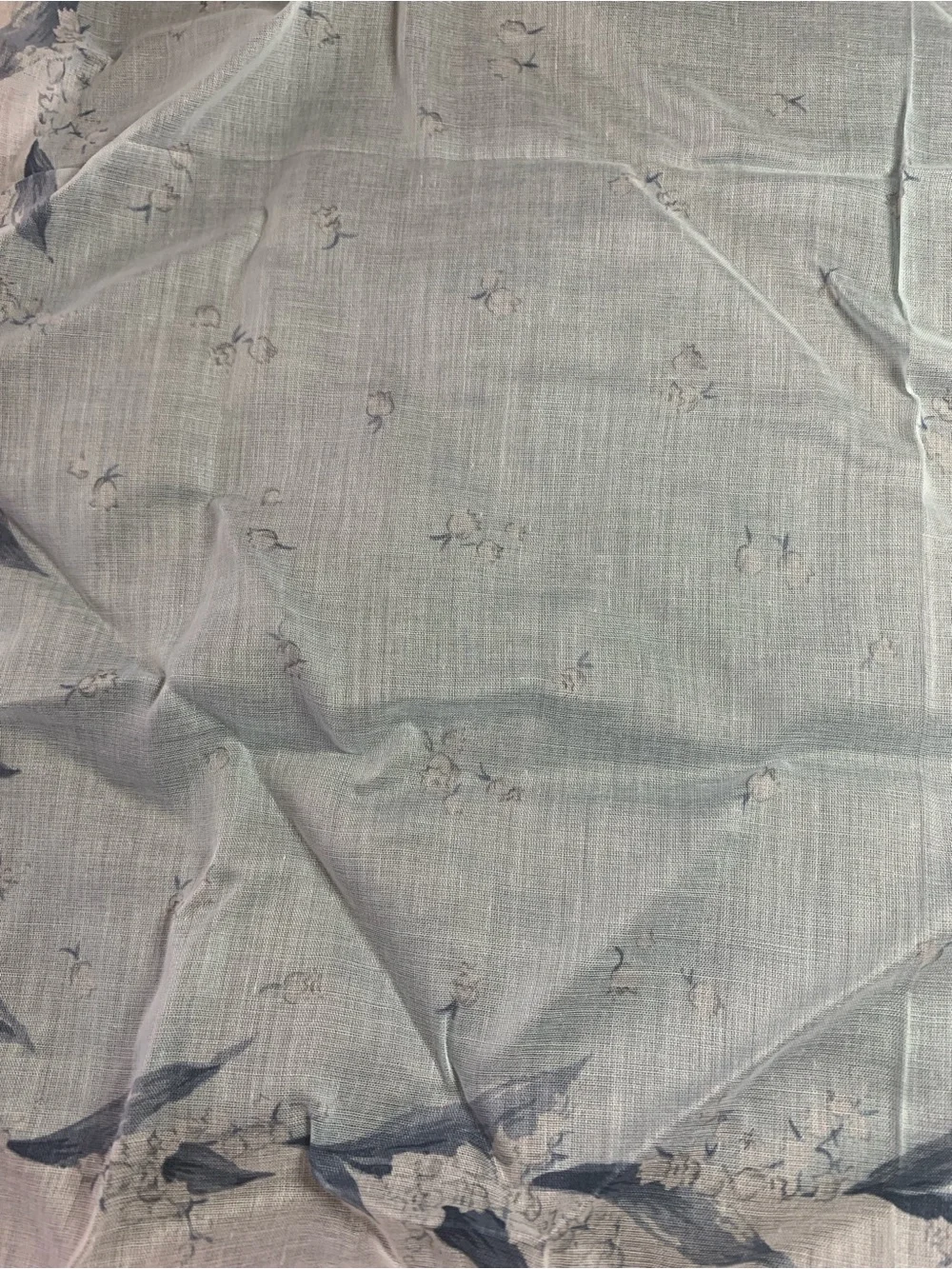 Dior Light Blue and Navy Floral Cotton Mini Scarf
